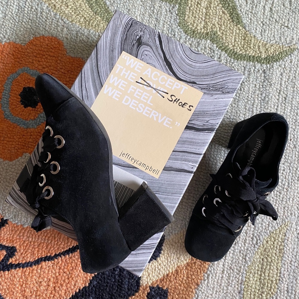 Jeffrey Campbell I Anthro I Felicia Lace-Up Oxfords I Black Suede I 2016